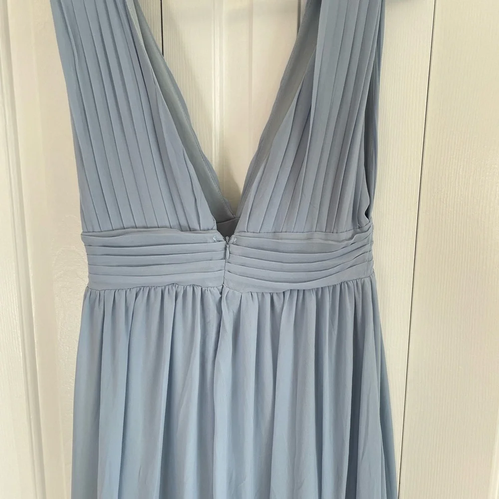 Bridesmaid/ Wedding guest Dress, Light Blue Plunging V-Neck - Picture 4 of 5